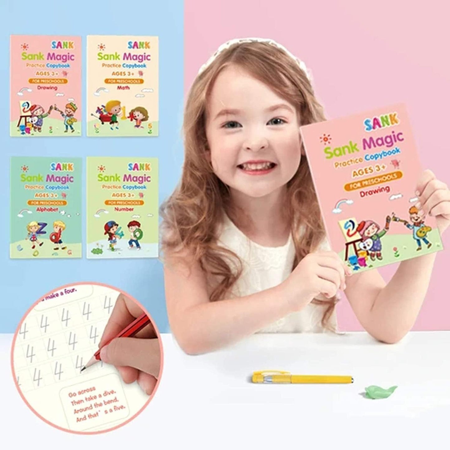 4PCs Sank Magic Practice Copybooks For Kids