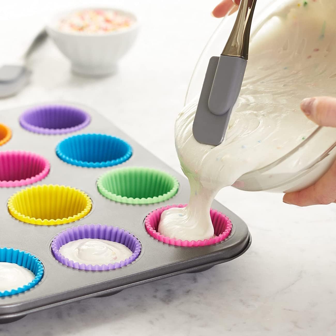 12Pcs Silicone Cupcake Liners