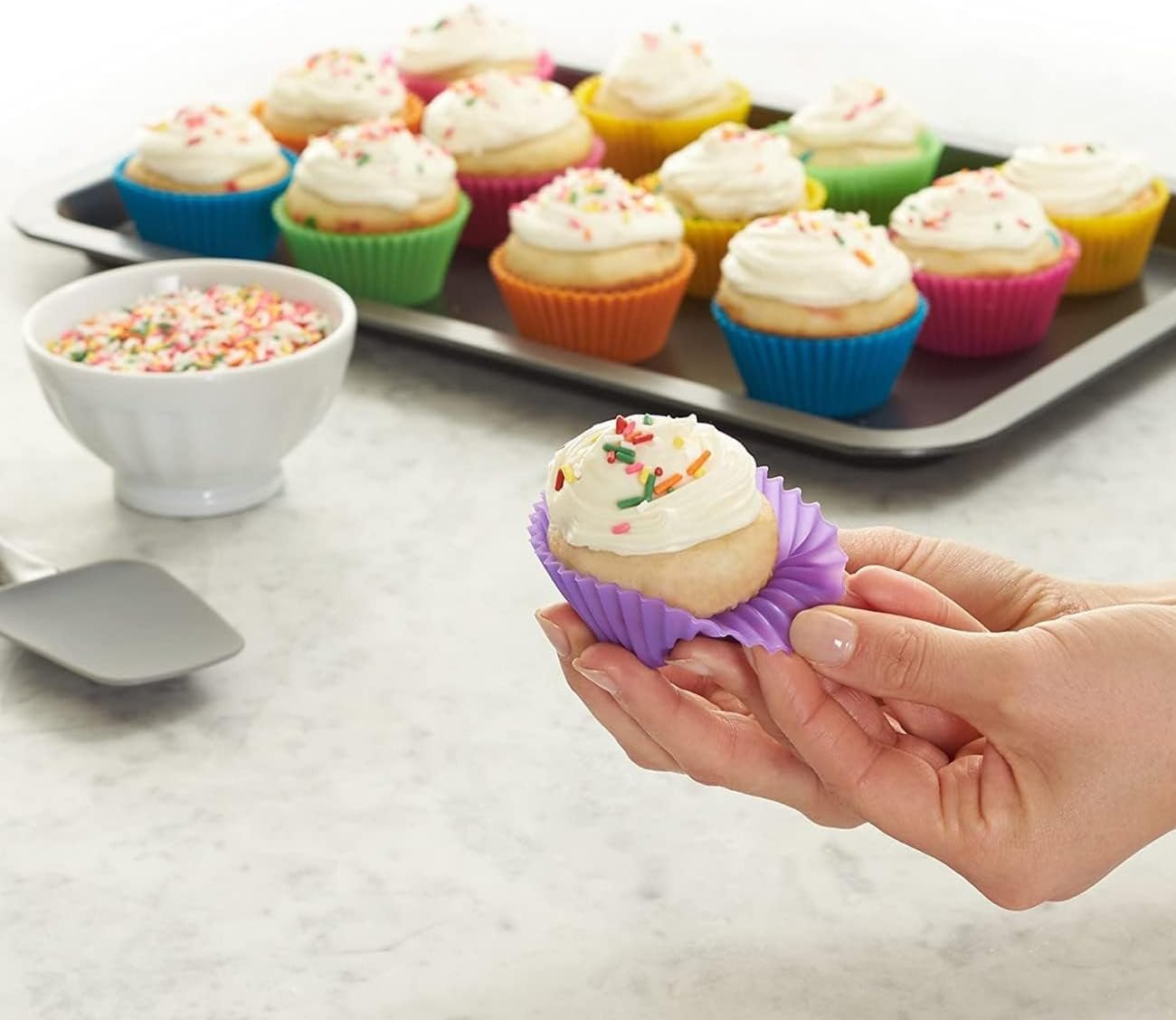 12Pcs Silicone Cupcake Liners