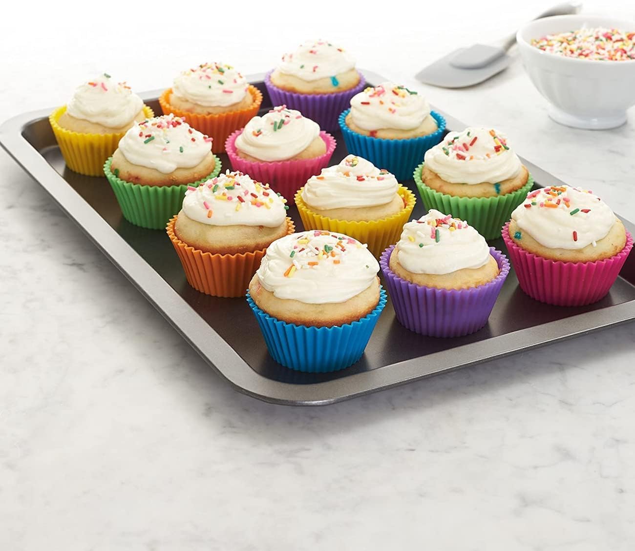 12Pcs Silicone Cupcake Liners