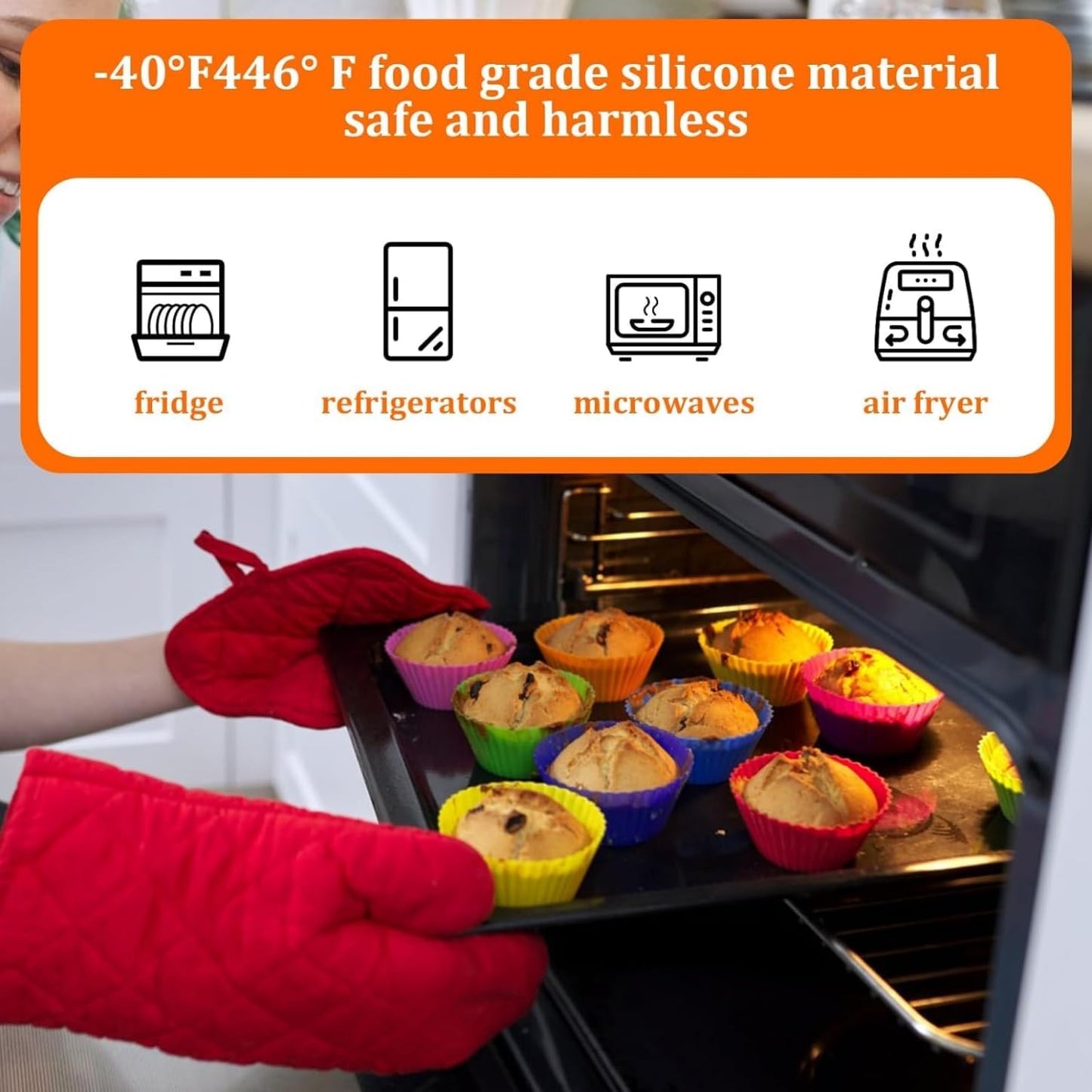12Pcs Silicone Cupcake Liners