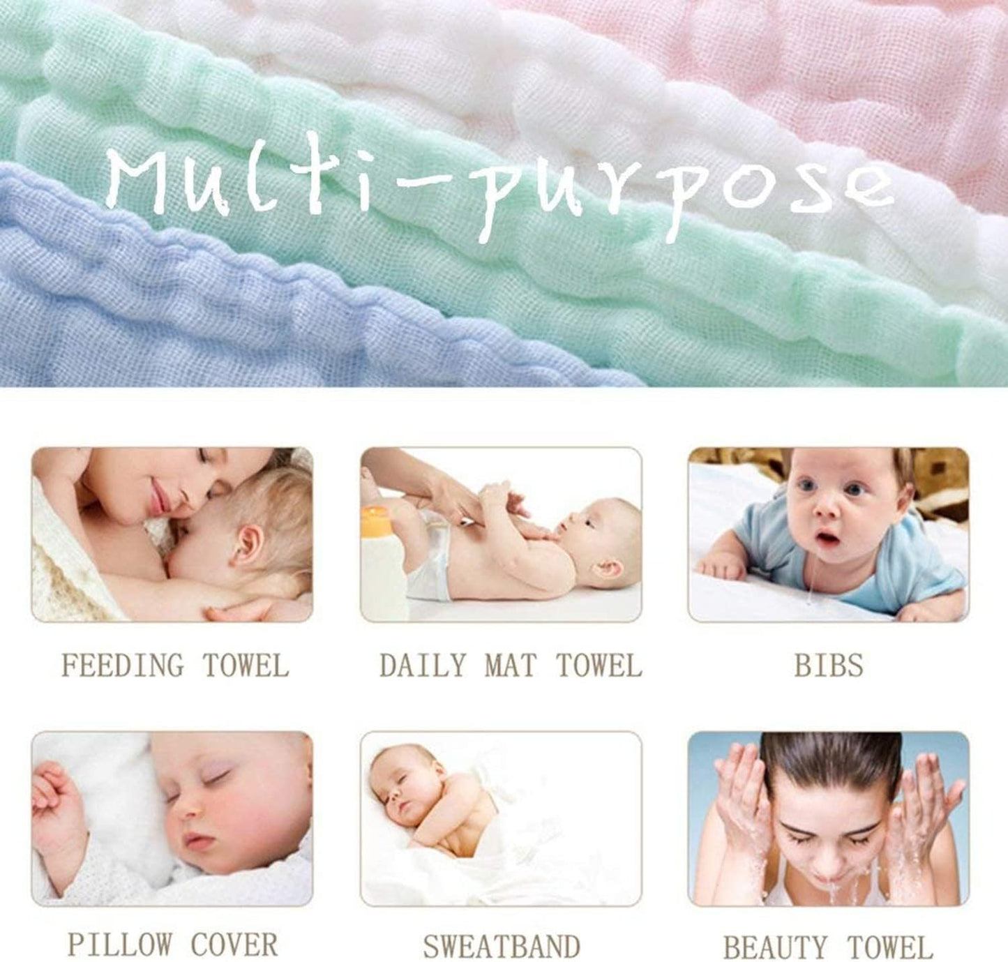 5pcs Muslin Baby Washcloths & Towels
