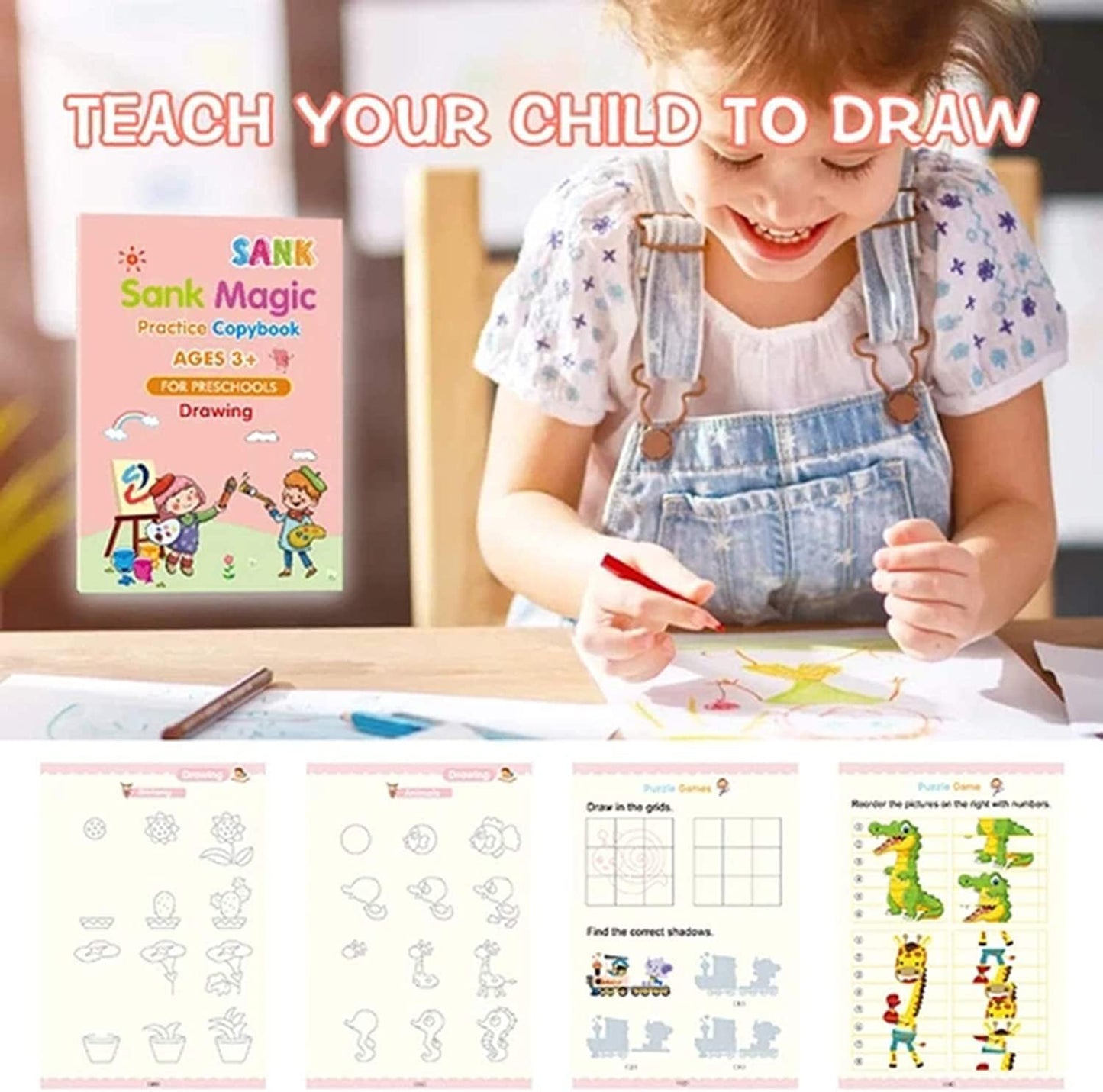 4PCs Sank Magic Practice Copybooks For Kids