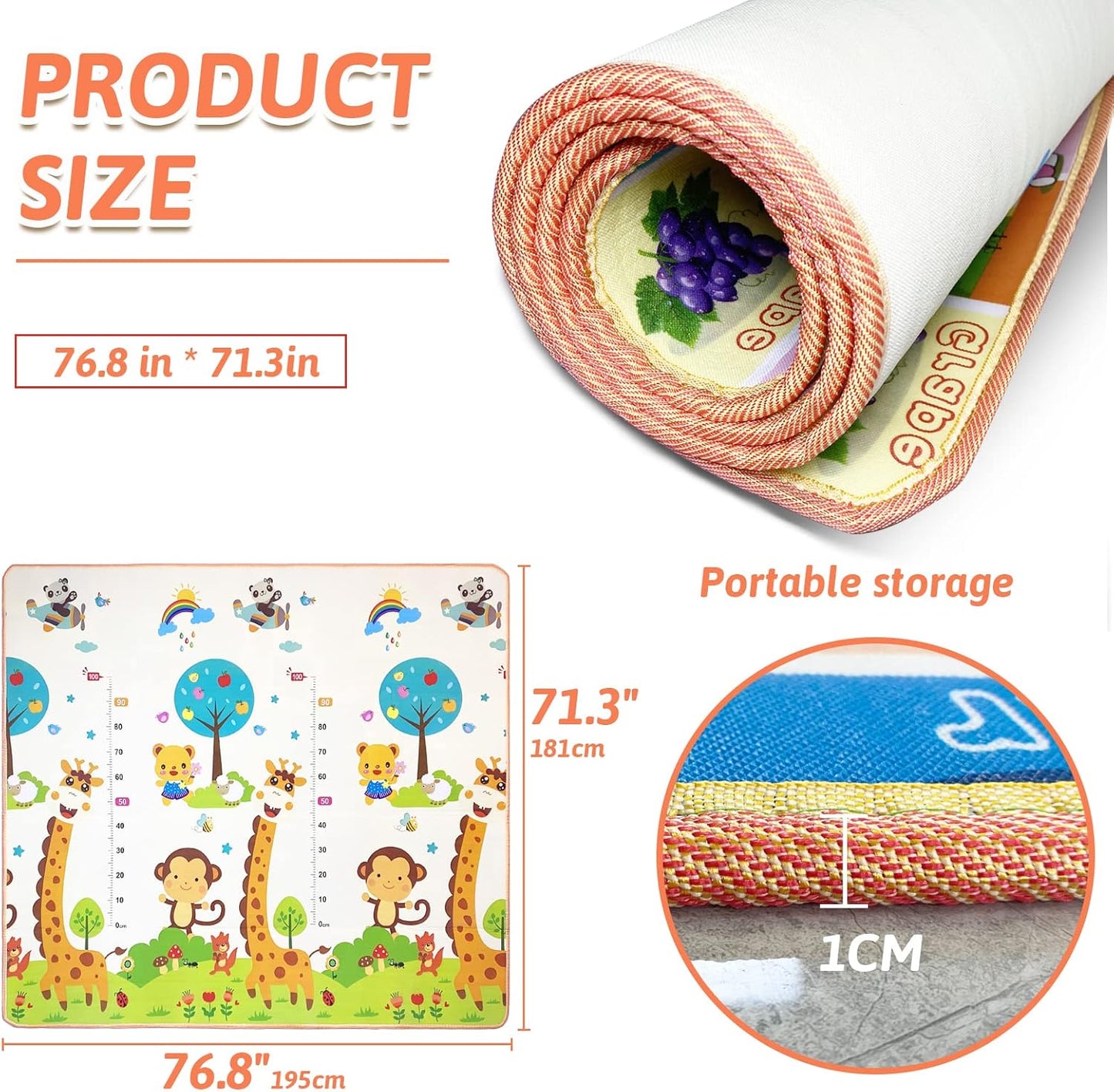 Children Play Mat Baby Crawling Mat Double-Sided