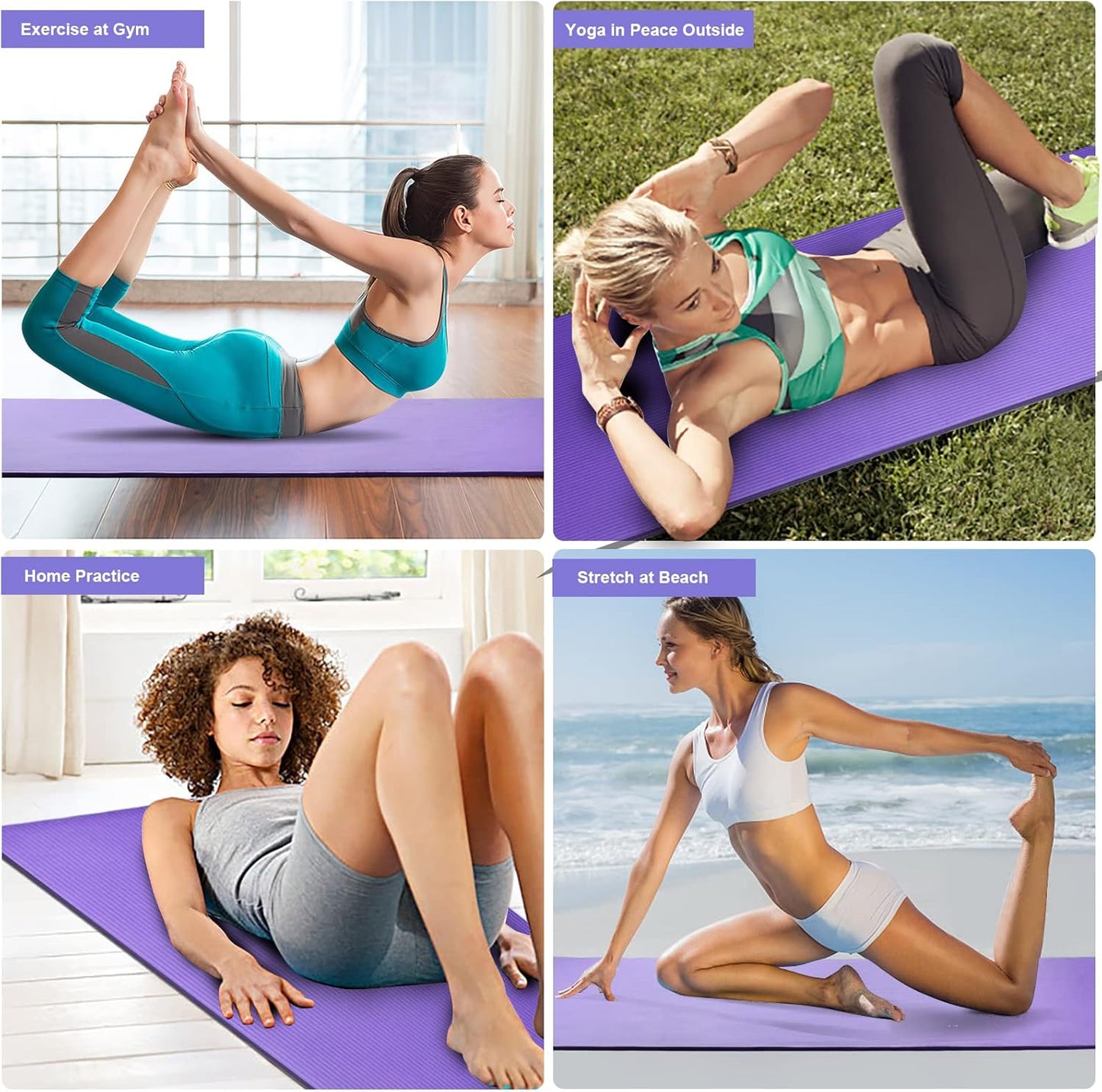 Yoga Mat with Strap Included 10mm Thick