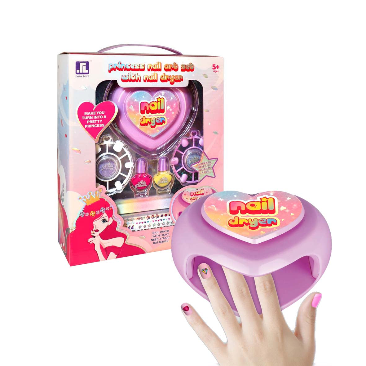 Princess Nail Art Set with Nail Dryer for Kids 5+