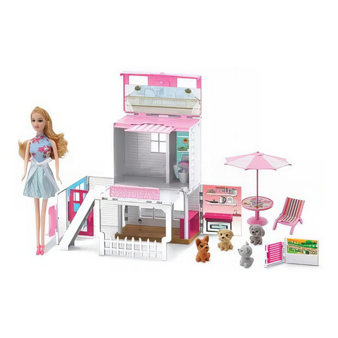 DIY Storage Villa with Barbie Doll & Accessories