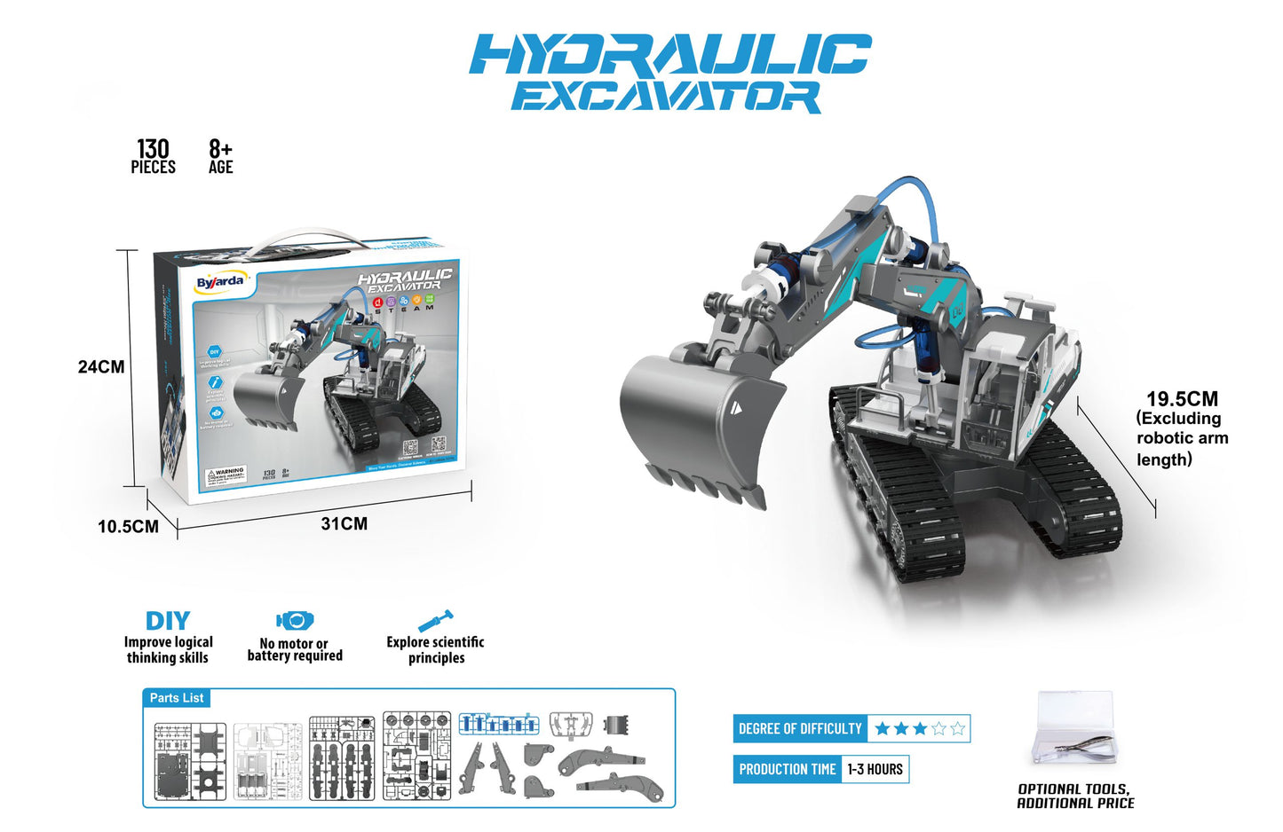 Blue Hydraulic Excavator Construction