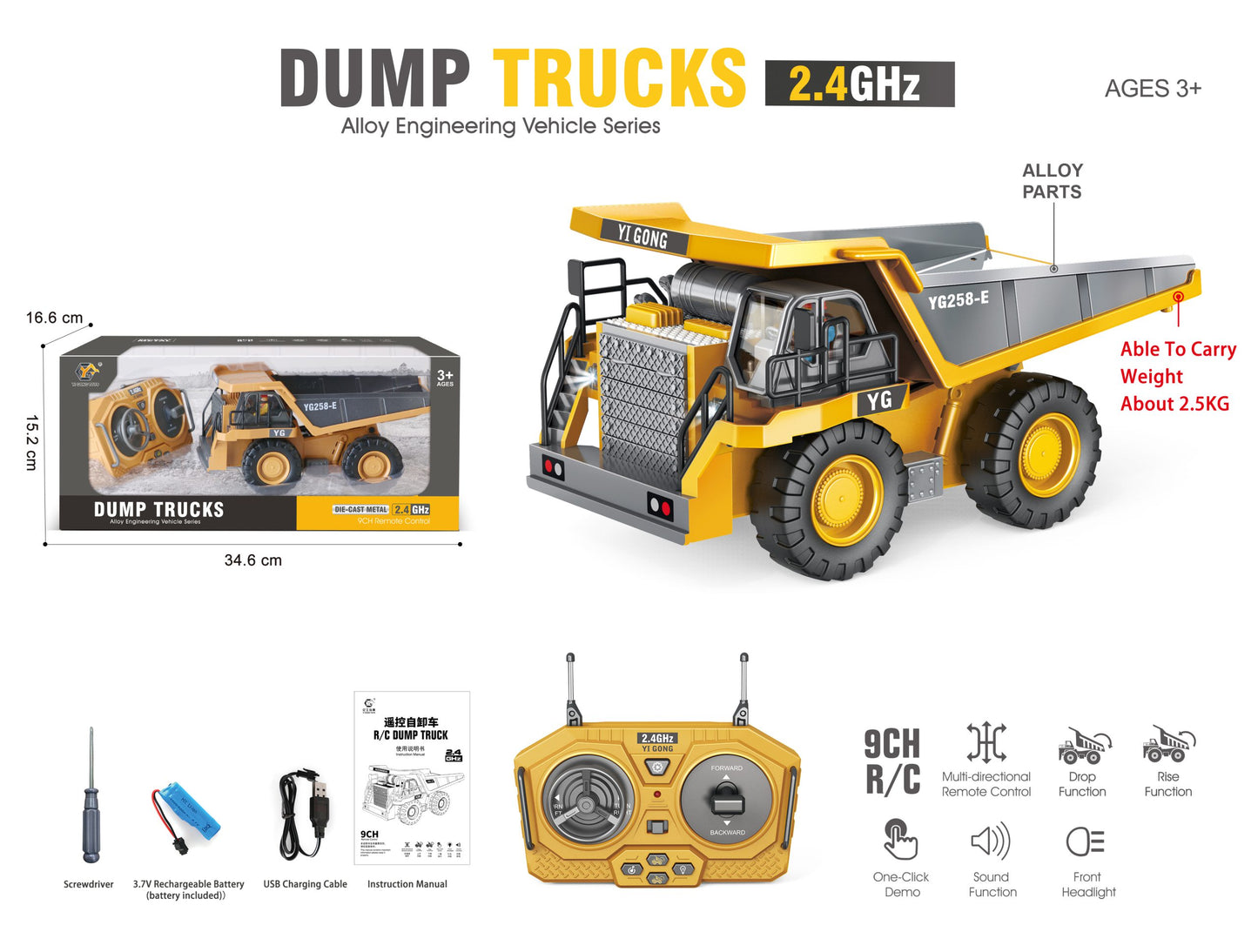 Yellow Dump RC Truck