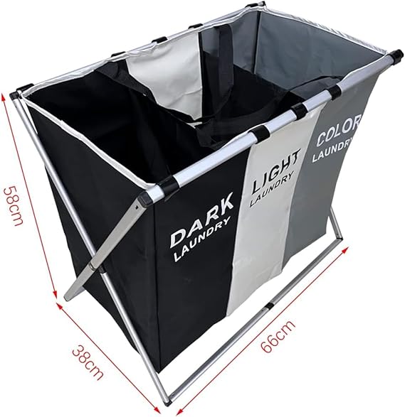 3-Section Foldable Laundry Basket Bag