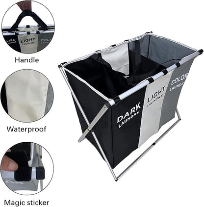 3-Section Foldable Laundry Basket Bag