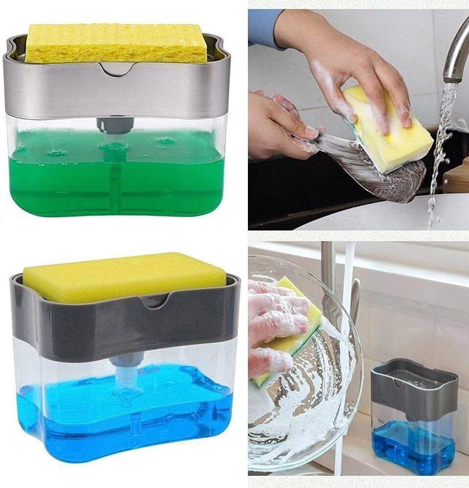 2in1 Sponge Rack Shelf Soap Detergent Dispenser Pump