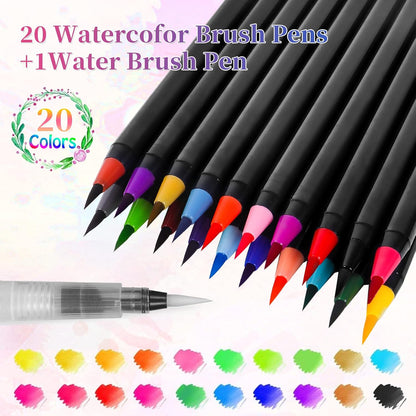 20PCs Water Color Brush Pens Set